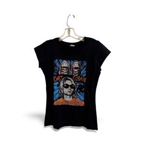 Kurt Cobain Black Graphic Women's 100% cotton T-Shirt
